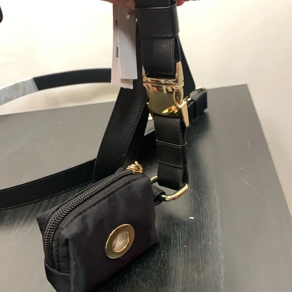 Express Black Faux Leather 58” Dog Leash and Bag Set- NWT